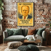 Gerald Ford 38th President of the United States Exaggerated Cartoon Sketch Poster