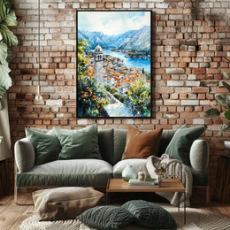 Montenegro Kotor Old Town and Bay View Poster