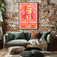 Vibrant Festive Portrait in Pink and Orange Pop Culture Poster