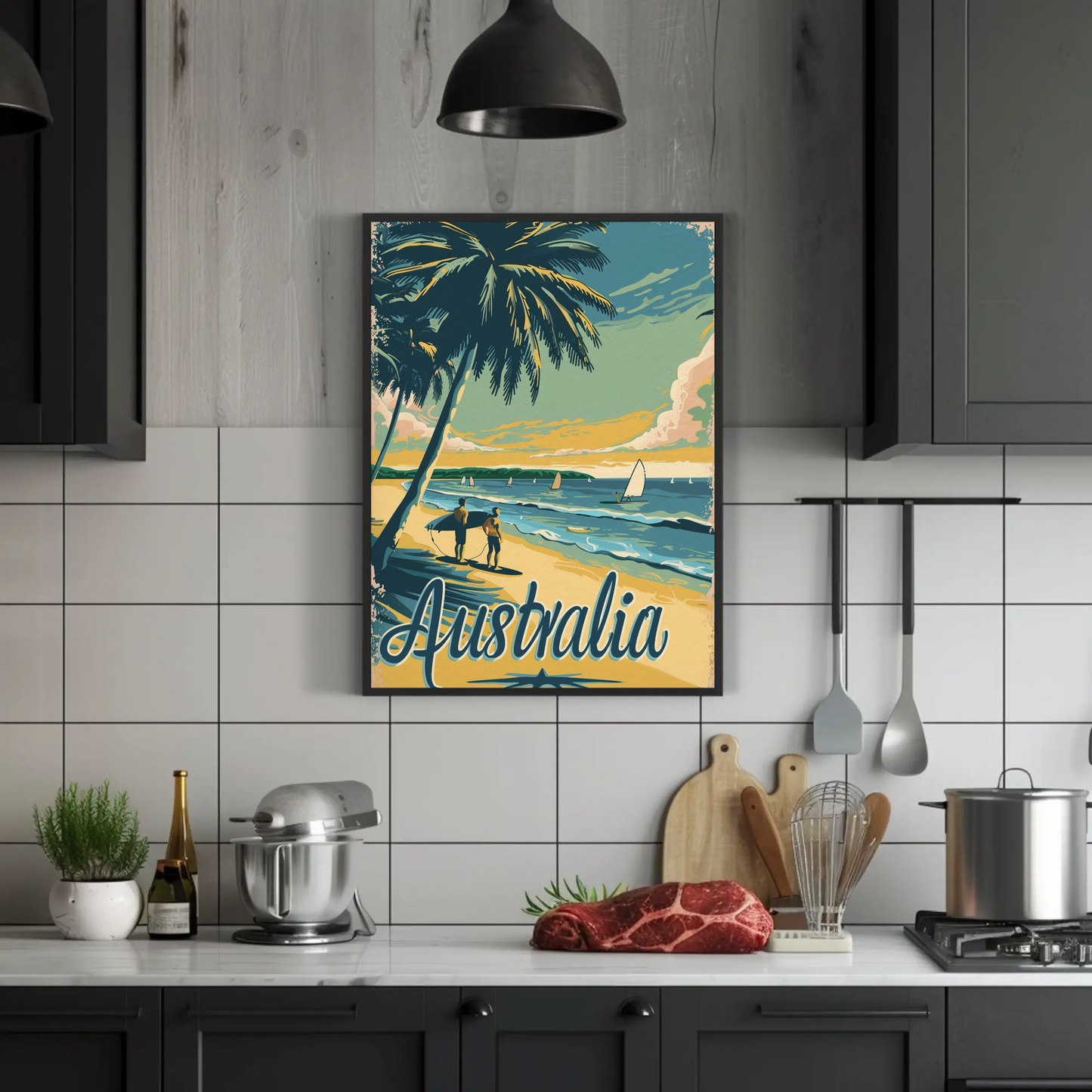 Vintage Travel Poster - Australia Beach Surf