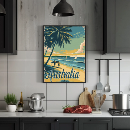 Vintage Travel Poster - Australia Beach Surf