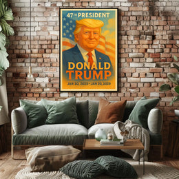 Commanding Presence Donald Trump and the American Banner Poster