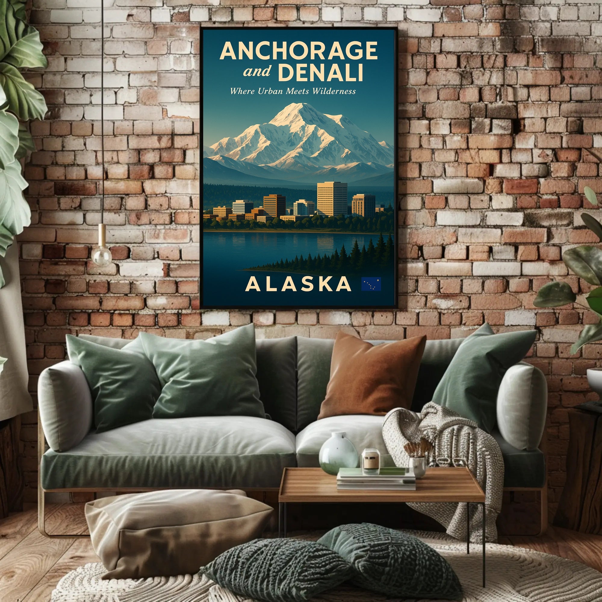 Anchorage and Denali Harmony Vintage Travel Poster PosterGoat