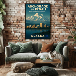 Anchorage and Denali Harmony Vintage Travel Poster PosterGoat