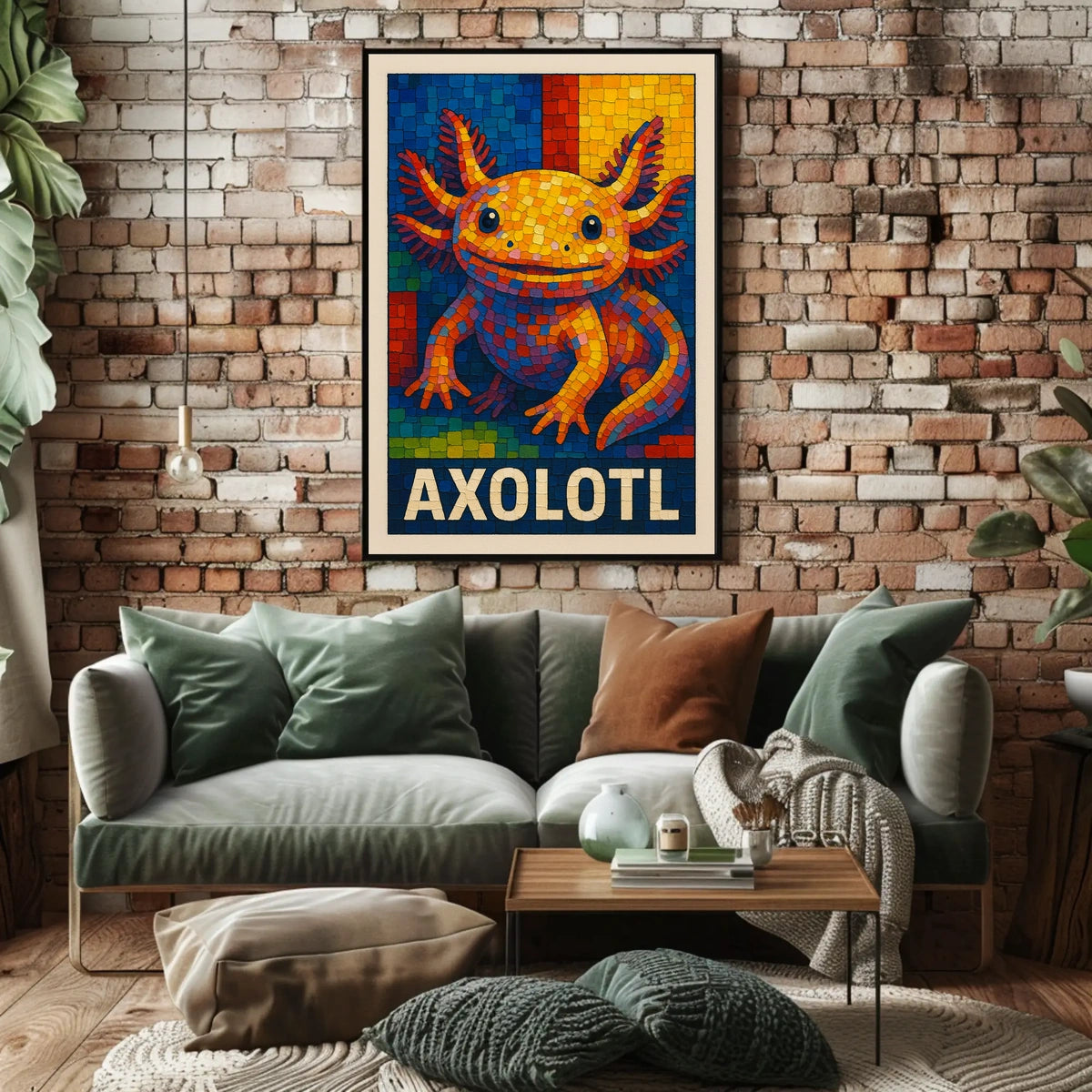Axolotl Mosaic Art Poster