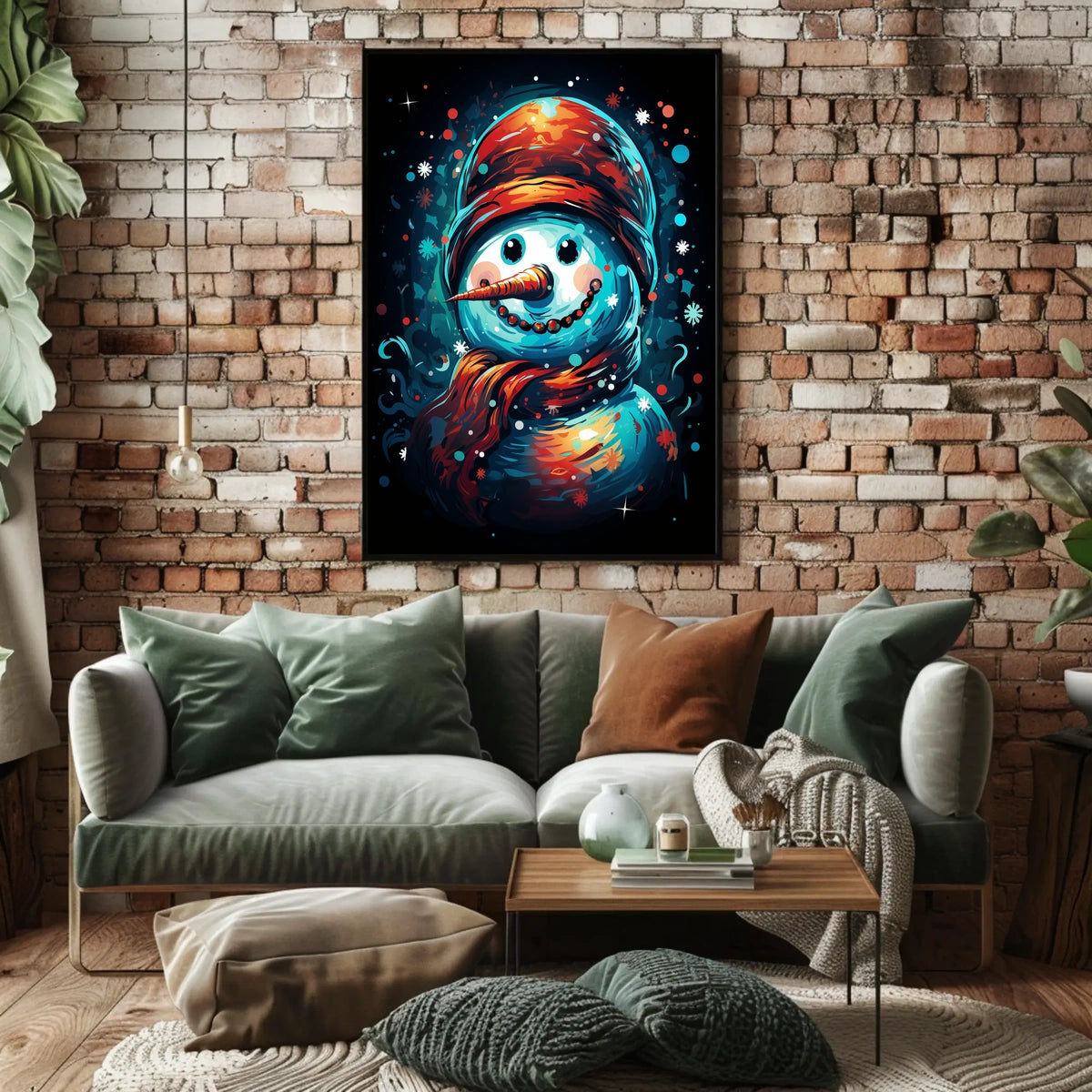 Stylized Snowman Holiday Abstract Artistic Poster