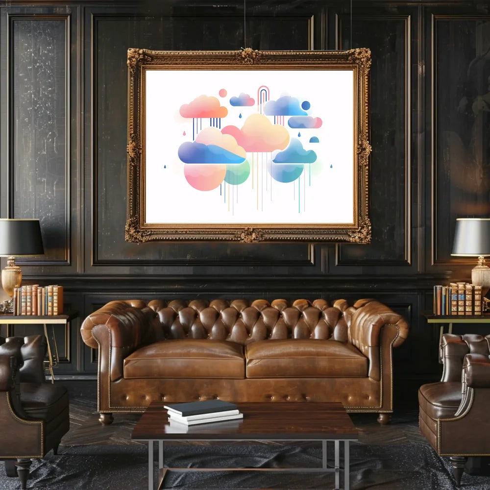 Abstract Rainbow Clouds: Modern Pastel Art Poster