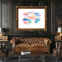 Abstract Rainbow Clouds: Modern Pastel Art Poster