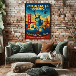 United States of America Land of the Free Poster PosterGoat