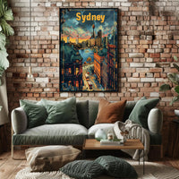 Sydney Skyline Sunset: Vibrant Urban or Cityscape Poster