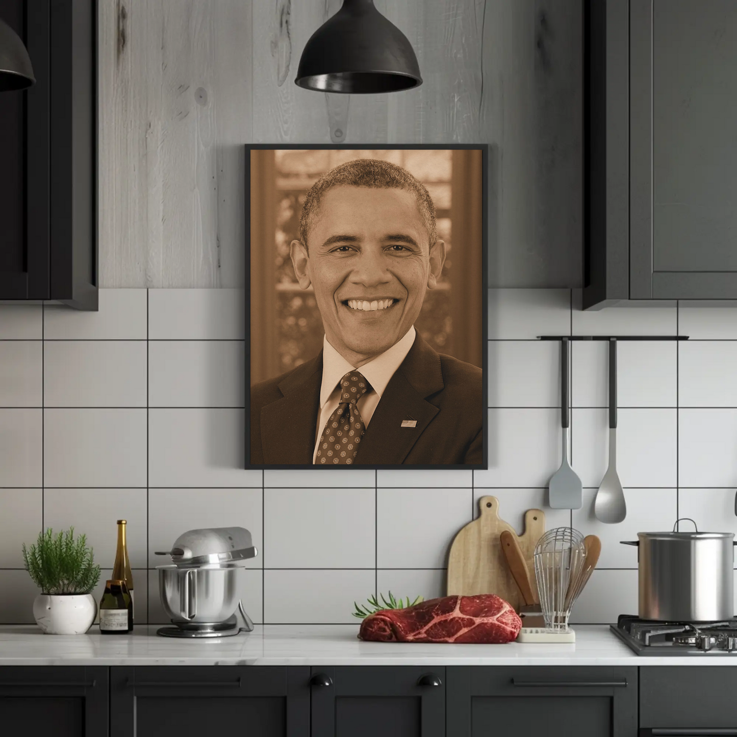 Barack Obama 44th President Sepia Photo