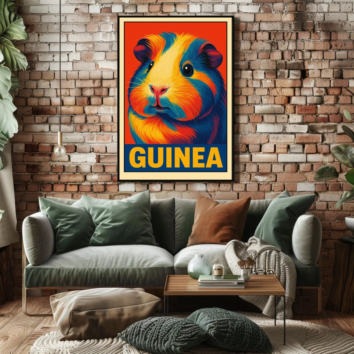 Vibrant Guinea Pig Portrait Poster
