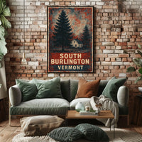 Cozy Vintage Vermont Rustic Folk Art Poster
