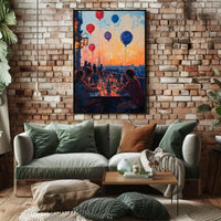 rooftop barbecue at sunset Poster