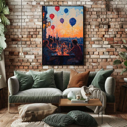 rooftop barbecue at sunset Poster