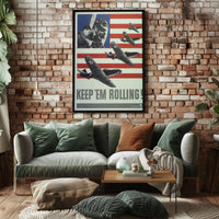 American Fighter Planes WWII Era Aviation Poster