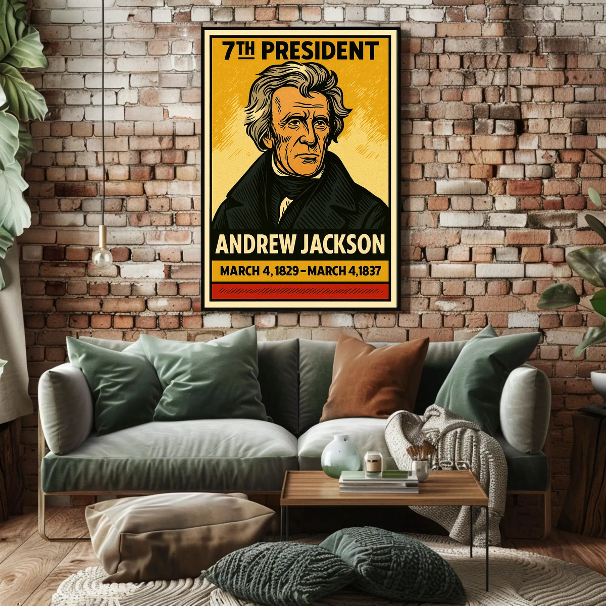 Andrew Jackson 7th President of the United States Inked Comic Style Poster