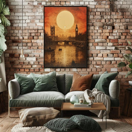 Victorian London Nostalgia: Serene River Travel Poster