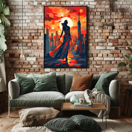Sunset Silhouette In The City Poster