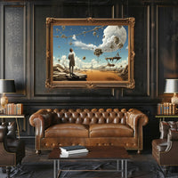 Surreal Fantasy Landscape with Floating Rock Formations Poster