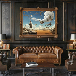 Surreal Fantasy Landscape with Floating Rock Formations Poster