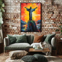 Vibrant Abstract Christ Statue Art: Abstract or Artistic Poster