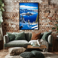 Crater Lake Winter Travel Poster Wall Art