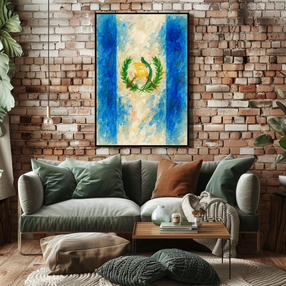 Watercolor Representation of the Guatemalan Flag Poster