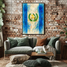 Watercolor Representation of the Guatemalan Flag Poster