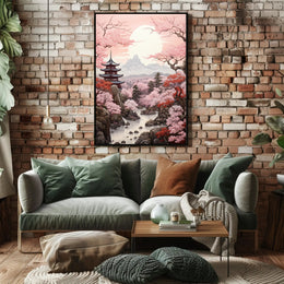 Tranquil Cherry Blossom Landscape Poster