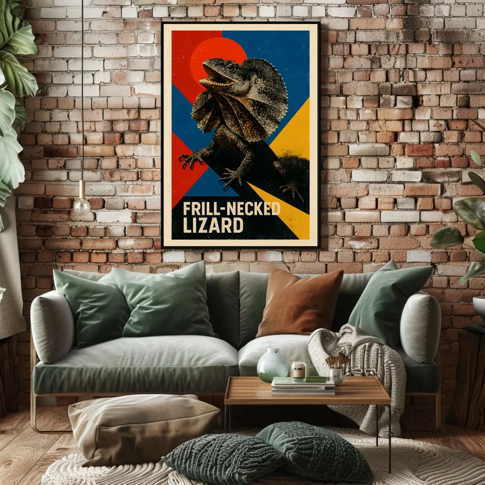 Frill-Neck Lizard Wildlife Art Poster