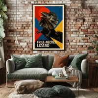 Frill-Neck Lizard Wildlife Art Poster