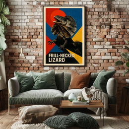 Frill-Neck Lizard Wildlife Art Poster