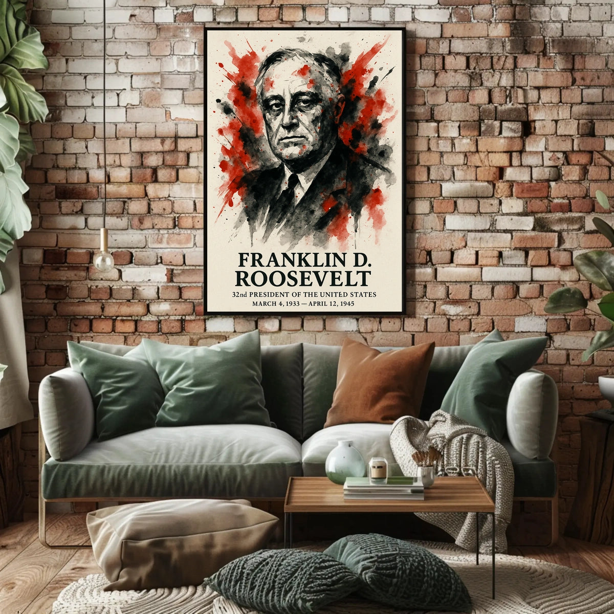 FDR Patriotic Portrait Vintage Historical Presidential Poster