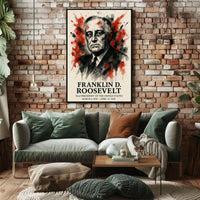 FDR Patriotic Portrait Vintage Historical Presidential Poster