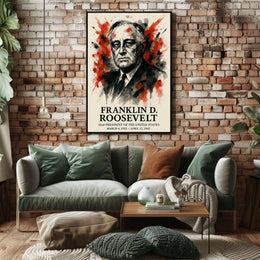 FDR Patriotic Portrait Vintage Historical Presidential Poster