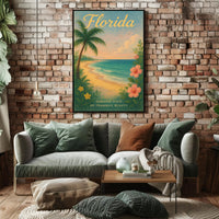 Florida Beach Poster Vintage Sunshine State Print