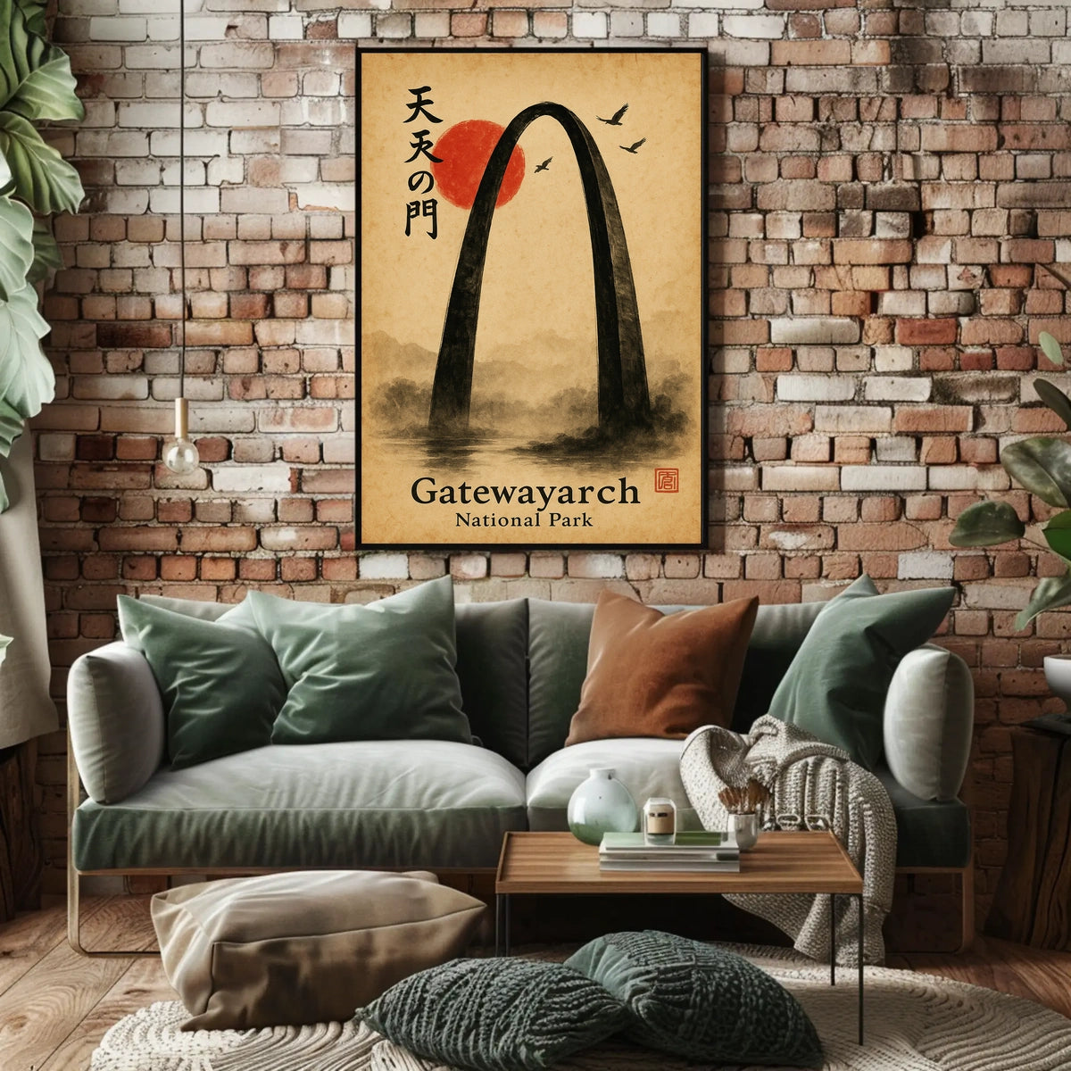 Gateway Arch National Park East Asian Art Ink Painting Poster