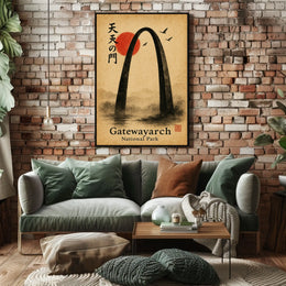 Gateway Arch National Park East Asian Art Ink Painting Poster