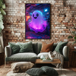 Neon Ghost in Futuristic Sci-Fi Poster