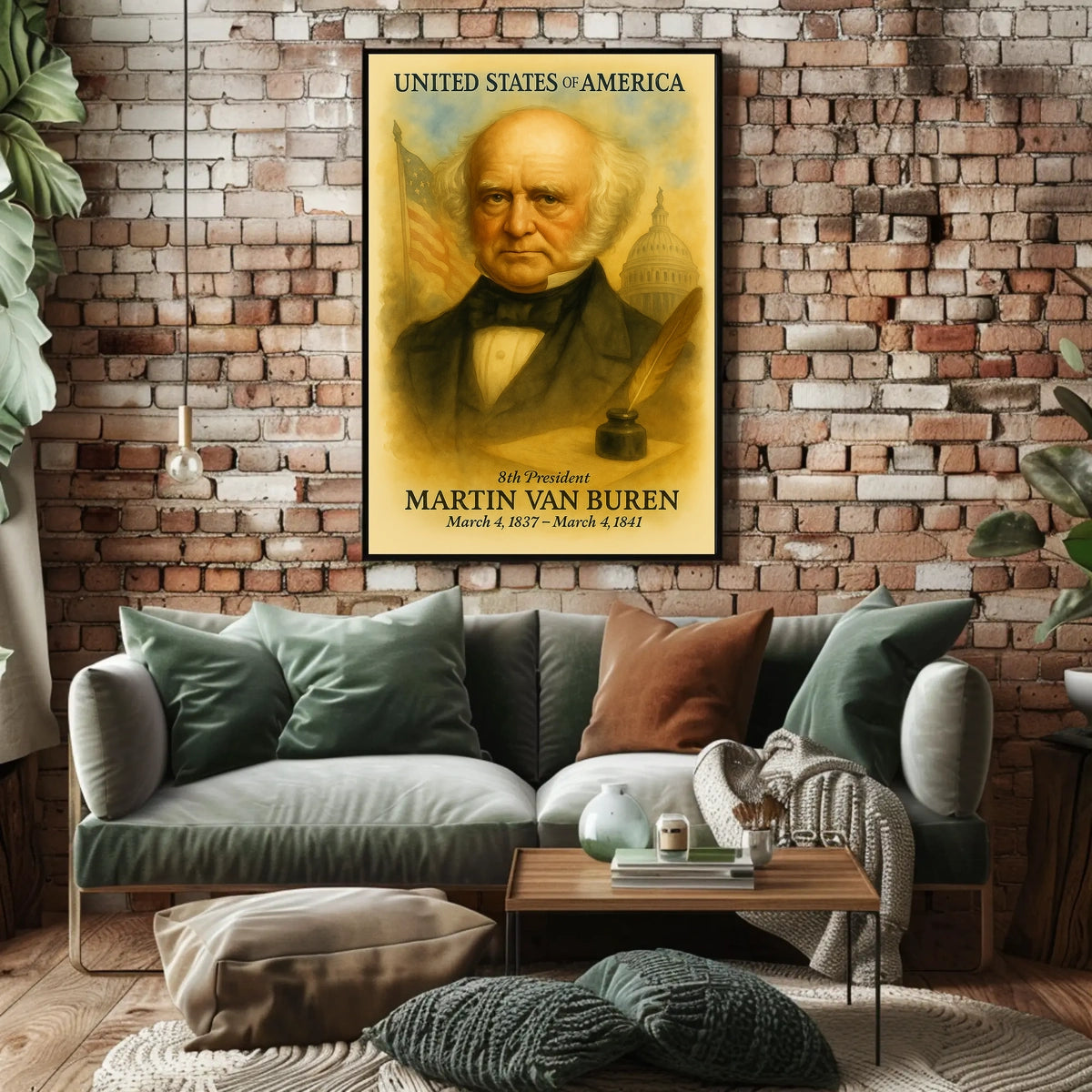 Martin Van Buren 8th President of the United States Vintage Watercolor Poster