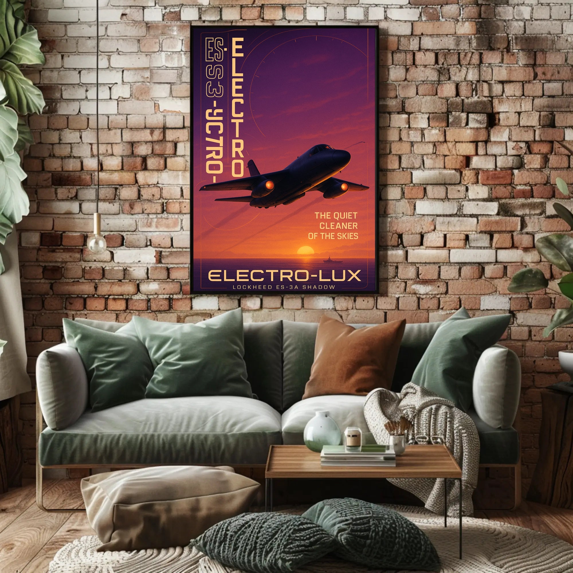 Stealth Jet Silhouette at Sunset Poster
