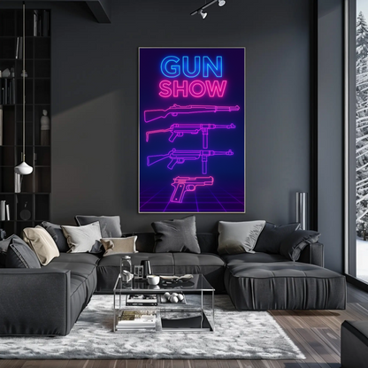 Gun Show Neon Firearm Poster