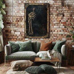 Eerie Skeletal Hand Holding Arrow Abstract, Artistic Poster