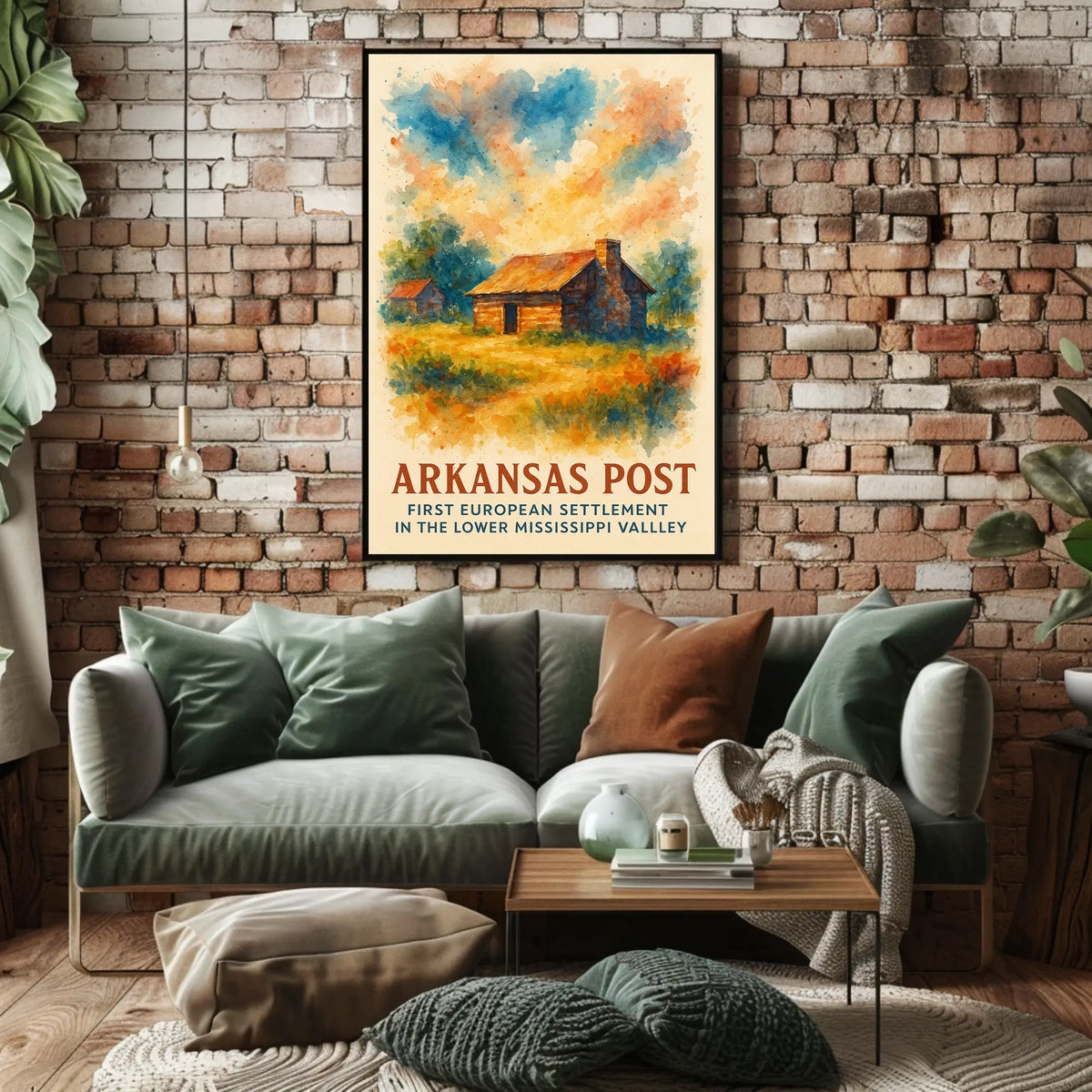 Arkansas Post Historic Settlement Watercolor Poster
