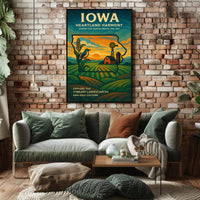 HEARTLAND HARMONY: CELEBRATE IOWA VINTAGE STYLE CULTURAL POSTER