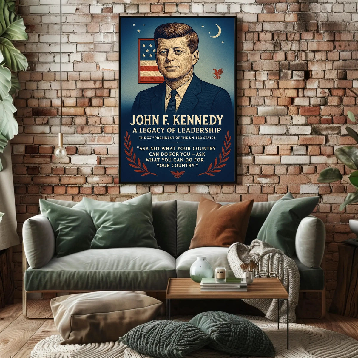 John F. Kennedy Patriotic Vintage Leadership Poster