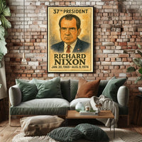 Richard Nixon 37th President of the United States Exaggerated Cartoon Sketch Poster