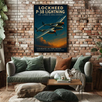 P-38 Lightning Vintage Aviation Poster Print