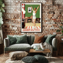 Soviet Fitness Motivation Vintage Propaganda Poster